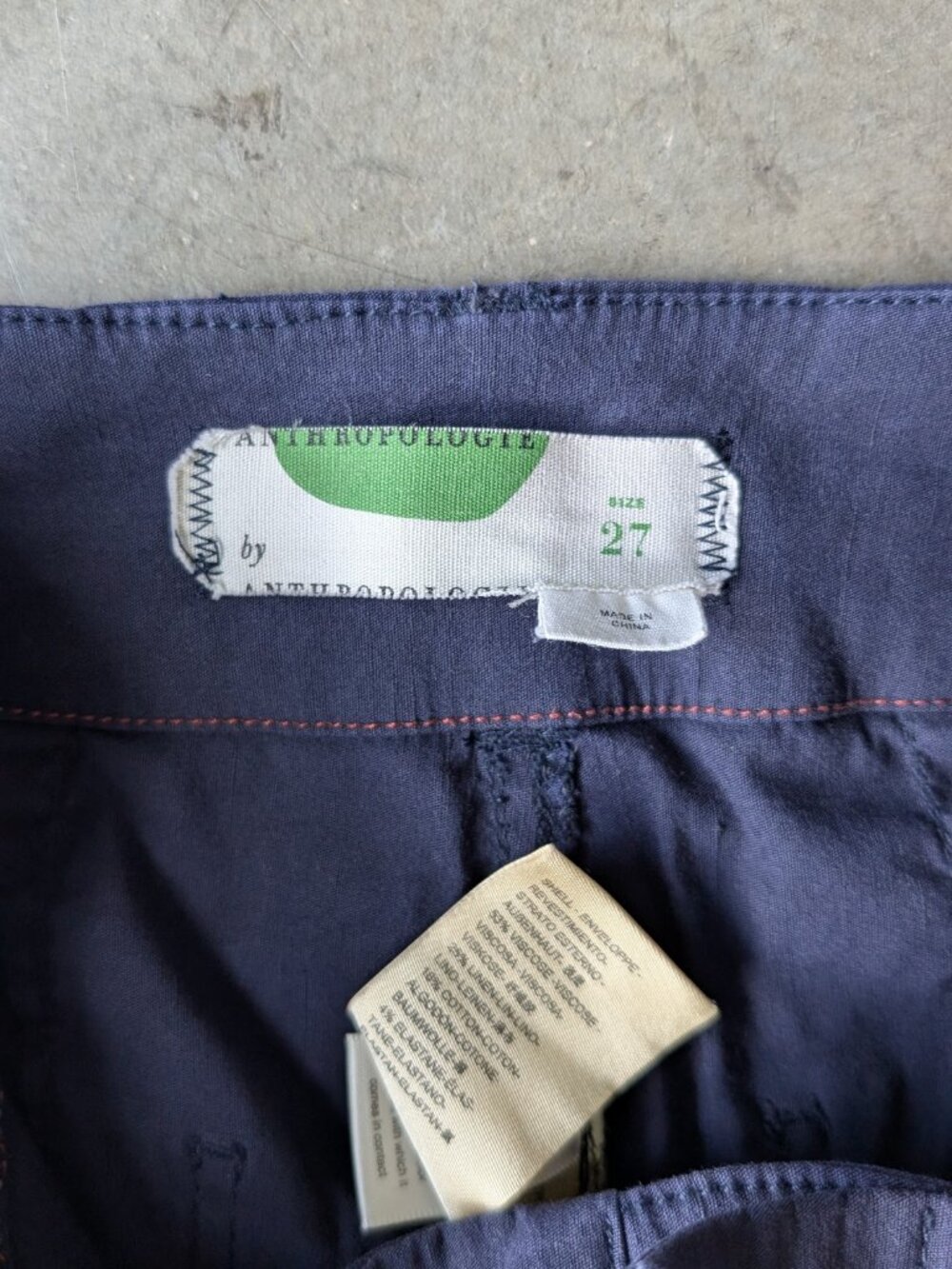 Anthropologie Wide Leg Trouser Dark Navy Blue High Rise Waist Pants size 27 - Picture 5 of 7